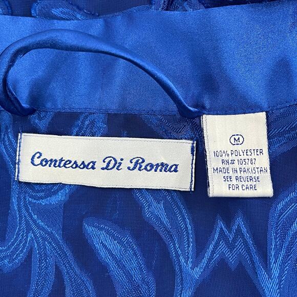 Vintage Contessa Di Roma Blue Sheer Short Sleeve Tie Close Robe Kimono Medium - Picture 5 of 8